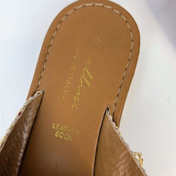 Avellini Cross Strap Woven Flats Sandals Braided Raffia Tan Pink Slides sz 7.5 - Picture 9 of 10